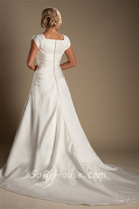 Including wedding gown styles, designer sheath wedding dresses and wedding collection dress, dhgate.com provides you multiple choices. Modest A Line Sleeve Ivory Satin Draped Wedding Dress With ...