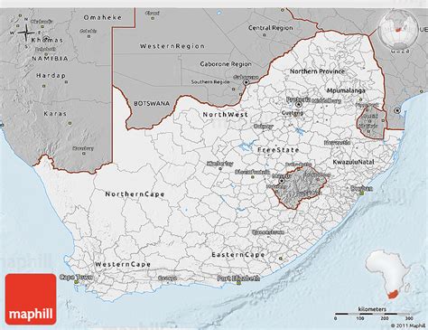 Gray 3d Map Of South Africa