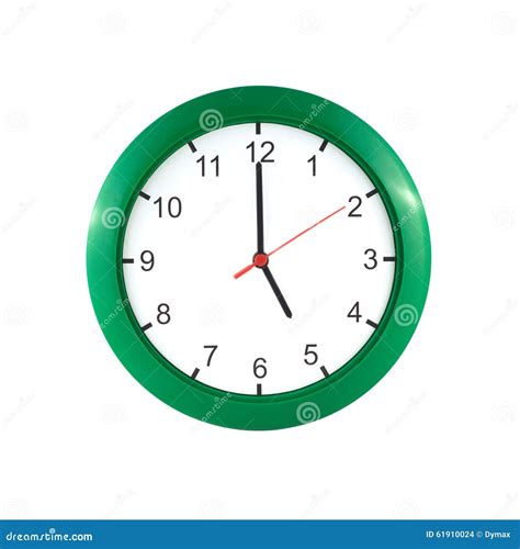 Five O Clock On Green Wall Clock Stock Illustration Illustration Of