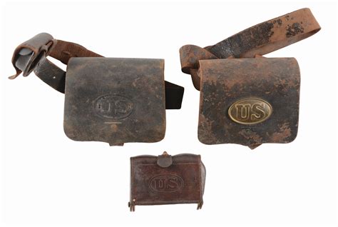 Lot Detail Lot Of 3 Us Civil War Cartridge Boxes And Mckeever Box