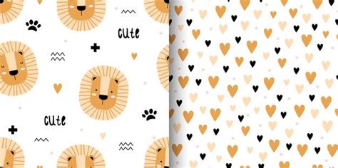 Premium Vector Seamless Pattern With Hand Drawn Lions