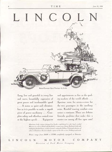 Long Low And Graceful In Every Line Lincoln Ad 1928