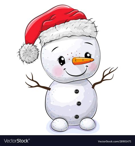 Cute Cartoon Snowman Isolated On A White Background Download A Free