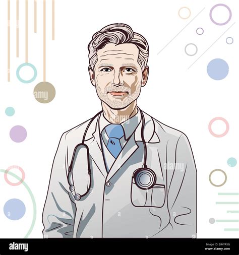 Vector Illustration Of Male Doctor With Stethoscope Medical Health