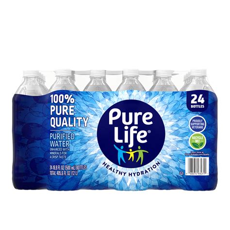 Pure Life Purified Bottled Water 16 Ounce 24 Pack Readyrefresh