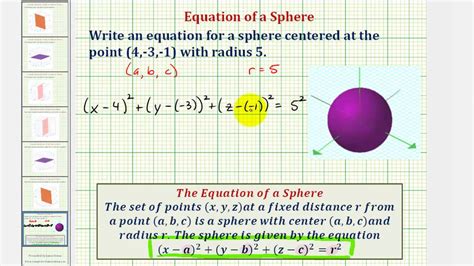 g 2.36 two spherical cavities, of radii a and b, are hollowed out from the interior of a (neutral) conducting sphere of radius r (fig. Ex: Equation of a Sphere Given the Center and Radius - YouTube