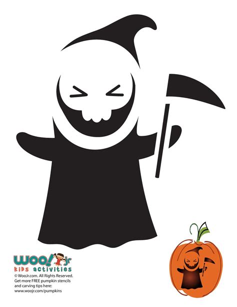 Halloween Grim Reaper Pumpkin Stencil Woo Jr Kids Activities
