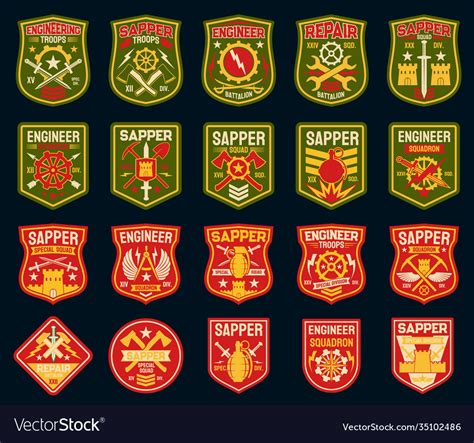 Sapper Or Combat Engineer Military Patches Badges Vector Image