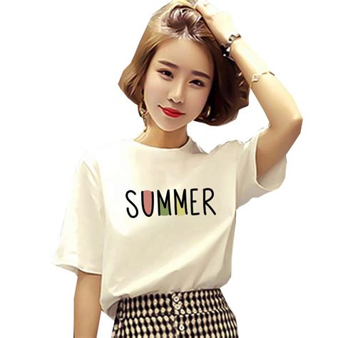 Summer Letter Print T Shirt Women Short Sleeve O Neck Loose Tshirt 2020 Summer Women Tee Shirt