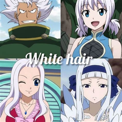 Four Different Anime Characters With The Words White Hair