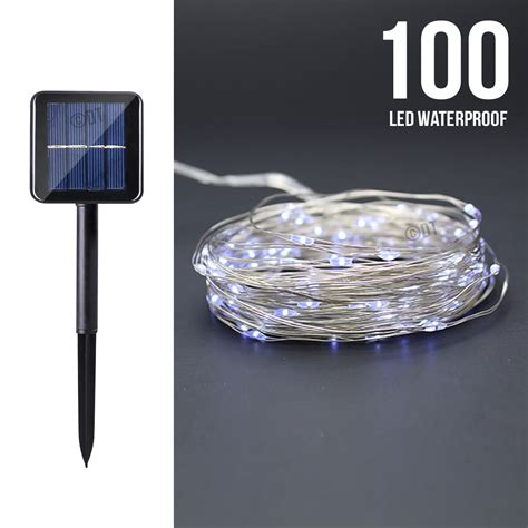 Solar Powered White 10m33ft 100led Copper Wire Outdoor String Fairy