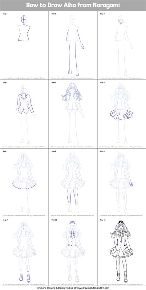 How To Draw Aiha From Noragami Printable Step By Step Drawing Sheet