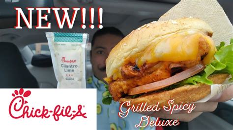 New Grilled Spicy Deluxe Chicken Sandwich From Chick Fil A Cilantro Lime Sauce Youtube