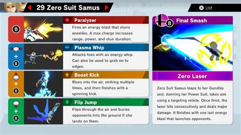 smash ultimate zero suit samus guide moves outfits strengths weaknesses