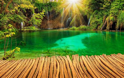 Croatia Parks Lake Waterfall Plitvice Rays Of Light Nature Garden ...