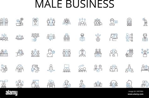 Male Business Outline Icons Collection Revenue Earnings Royalties