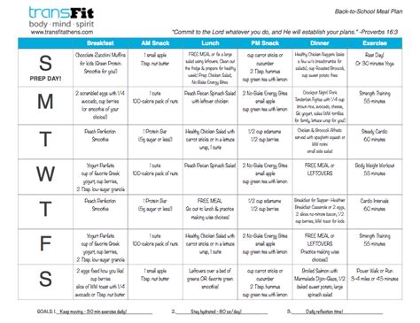 Activate Your Nutrition With This Free Back To School Meal Plan — Transfit