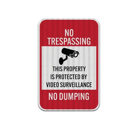 shop for no trespassing property is protected by video surveillance aluminum sign egr