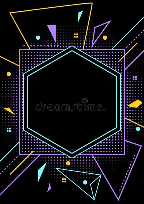Neon Style Blank Party Flyer Layout Stock Vector For Blank Templates
