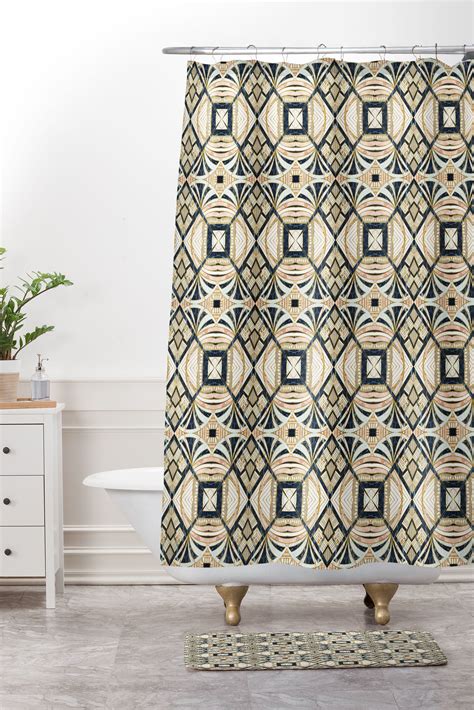 Mosaic Marbled Art Deco Ii Shower Curtain And Mat Marta Barragan