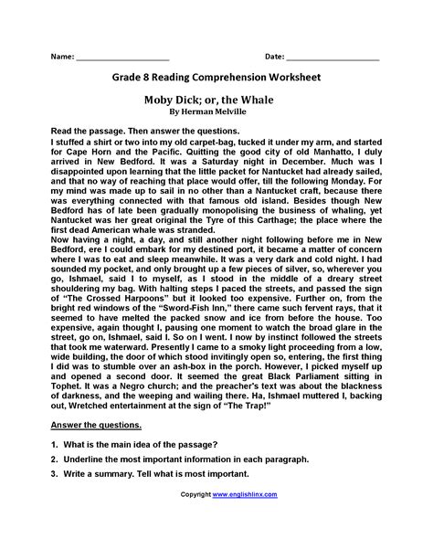 9th Grade Reading Comprehension Worksheets — Db