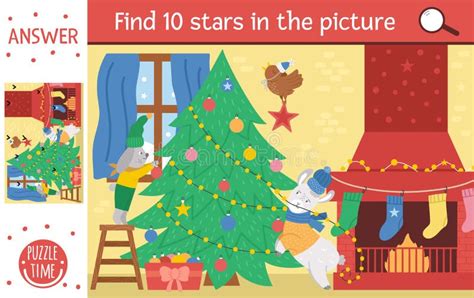 Christmas Find Differences And Color Game For Children Winter