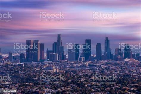 Aerial View Of Downtown Los Angeles City Skyline Stock Photo Download