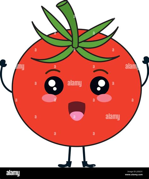 Tomate Fresco Kawaii Personaje Imagen Vector De Stock Alamy