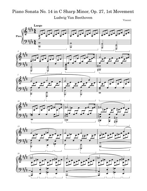 Beethoven Piano Sonata No 14 In C Sharp Minor Op 27 1st Movement