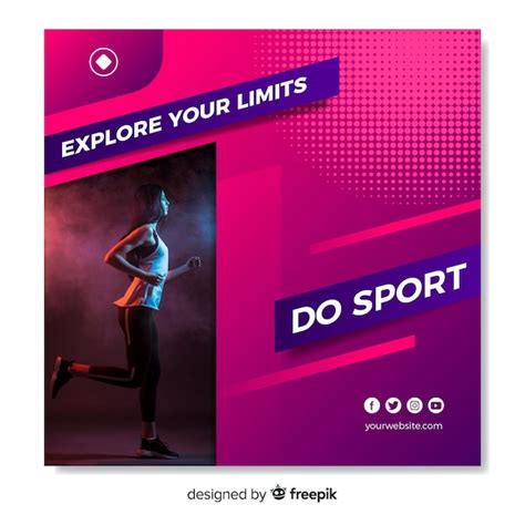 Free Vector Sport Banner Template With Photo