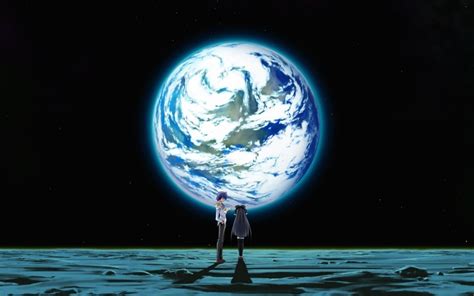 Art Izumi Mahiru Girl Man Moon Space Earth Planet Anime