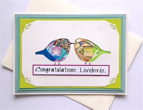 Congratulations Love Birds Wedding Or Engagement Handmade Iris Etsy
