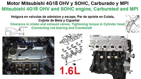 Motor Mitsubishi 4G18 1 6L Par Apriete Culata Cojinete De Biela Y