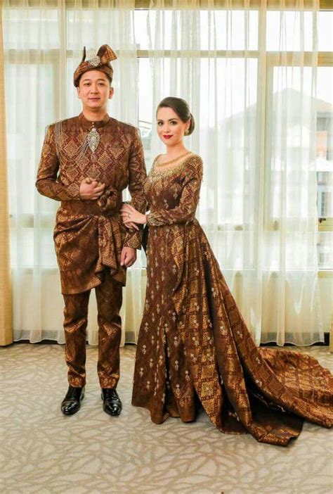 beautiful wedding songket in brown by cosry malay wedding dress elegant wedding dress