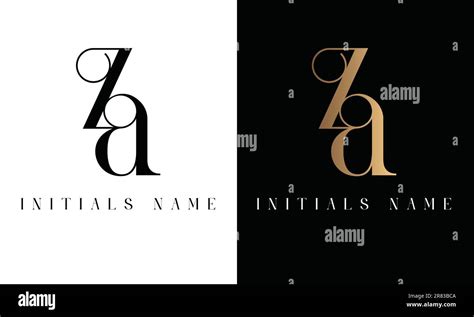 Luxury Initial Za Or Az Monogram Text Letter Logo Design Stock Vector