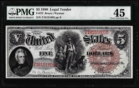 1880 5 Woodchopper Legal Tender Note Fr72 Pmg Choice Extremely Fine 45