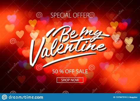 Valentines Day Sale Poster With Red Hearts Background Vector