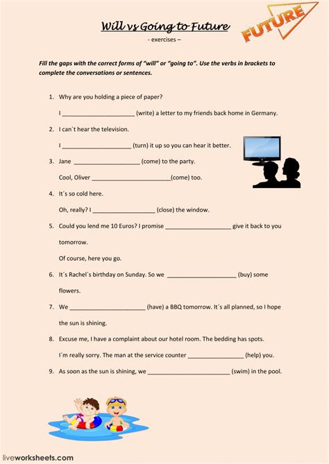 Will Vs Going To Future Interactive Worksheet