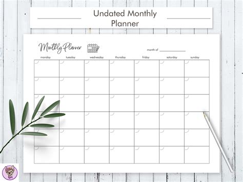 Printable Undated Monthly Planner Sheets Autistm
