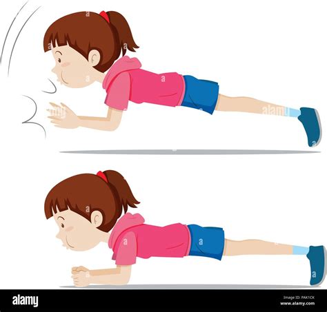 A Girl Plank Exercise Illustration Stock Vector Image And Art Alamy