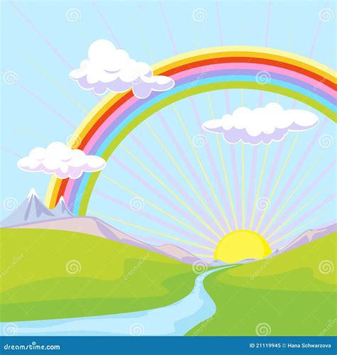Landscape With Rainbow Royalty Free Stock Photo Image 21119945