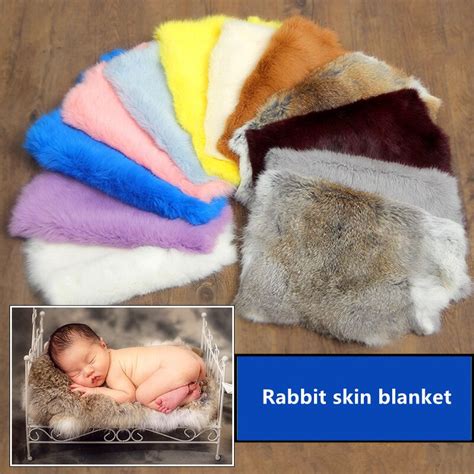 Newborn Baby Infant Natural Rabbit Fur Blanket Fake Fur Rug Blankets