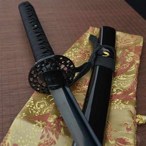 41 hand forged all black 1060 blade japanese katana samurai real sword tang ebay