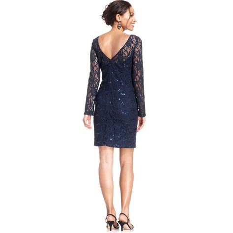 Lyst Js Collections Longsleeve Sequin Lace Dress In Blue