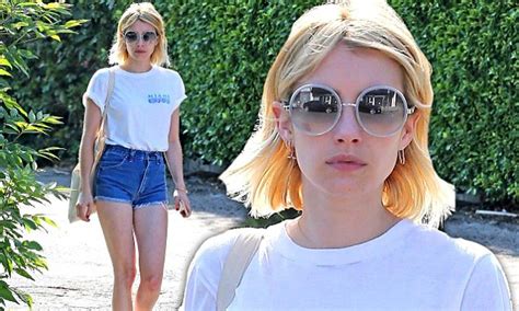 Emma Roberts Keeps Cool In Teeny Tiny Shorts And Miami Vice Top In West Hollywood Daily Mail
