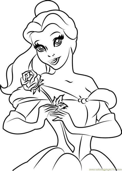 Free printable alice in wonderland coloring page. Disney Belle having Flowers Coloring Page - Free Beauty ...