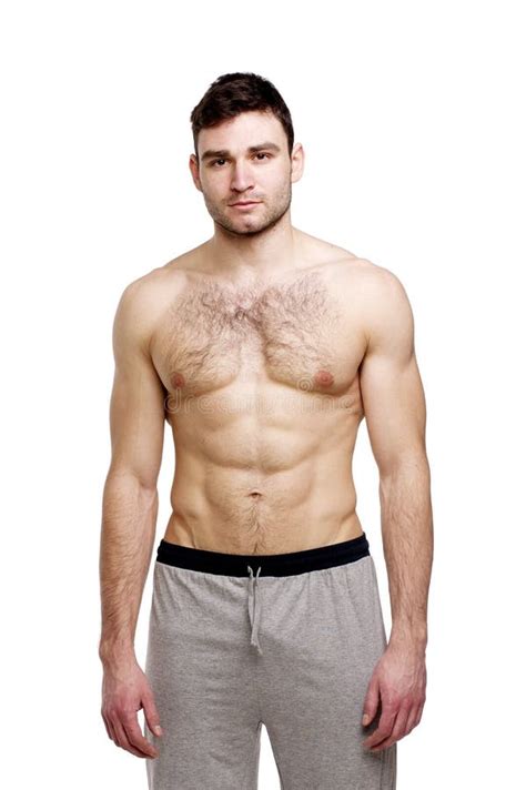 Topless Man Stood With His Arms Folded Stock Photo Image Of Strength