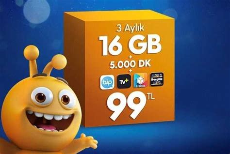 Turkcell 3 Aylık Faturasız 16 GB İnternet Paketi 99 TL