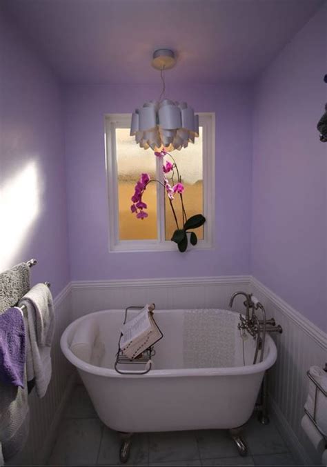 Lilac Bathroom With Clawfoot Tub Small Space Bathroom Design