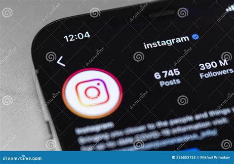 Instagram Official Account Mobile App On Screen Smartphone Editorial